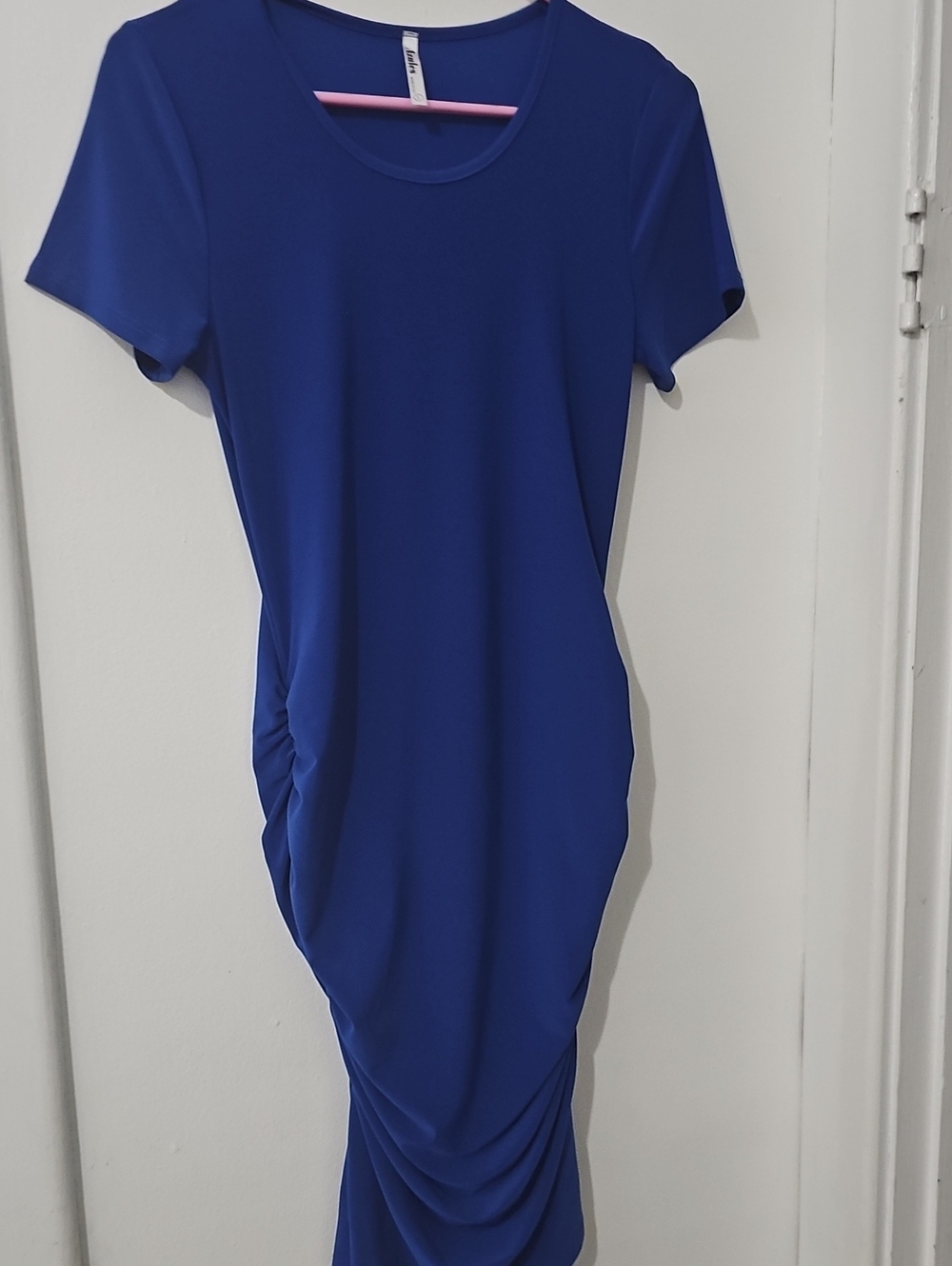 Women’s Royal Blue Scoop Neck Ruched Maxi Dress